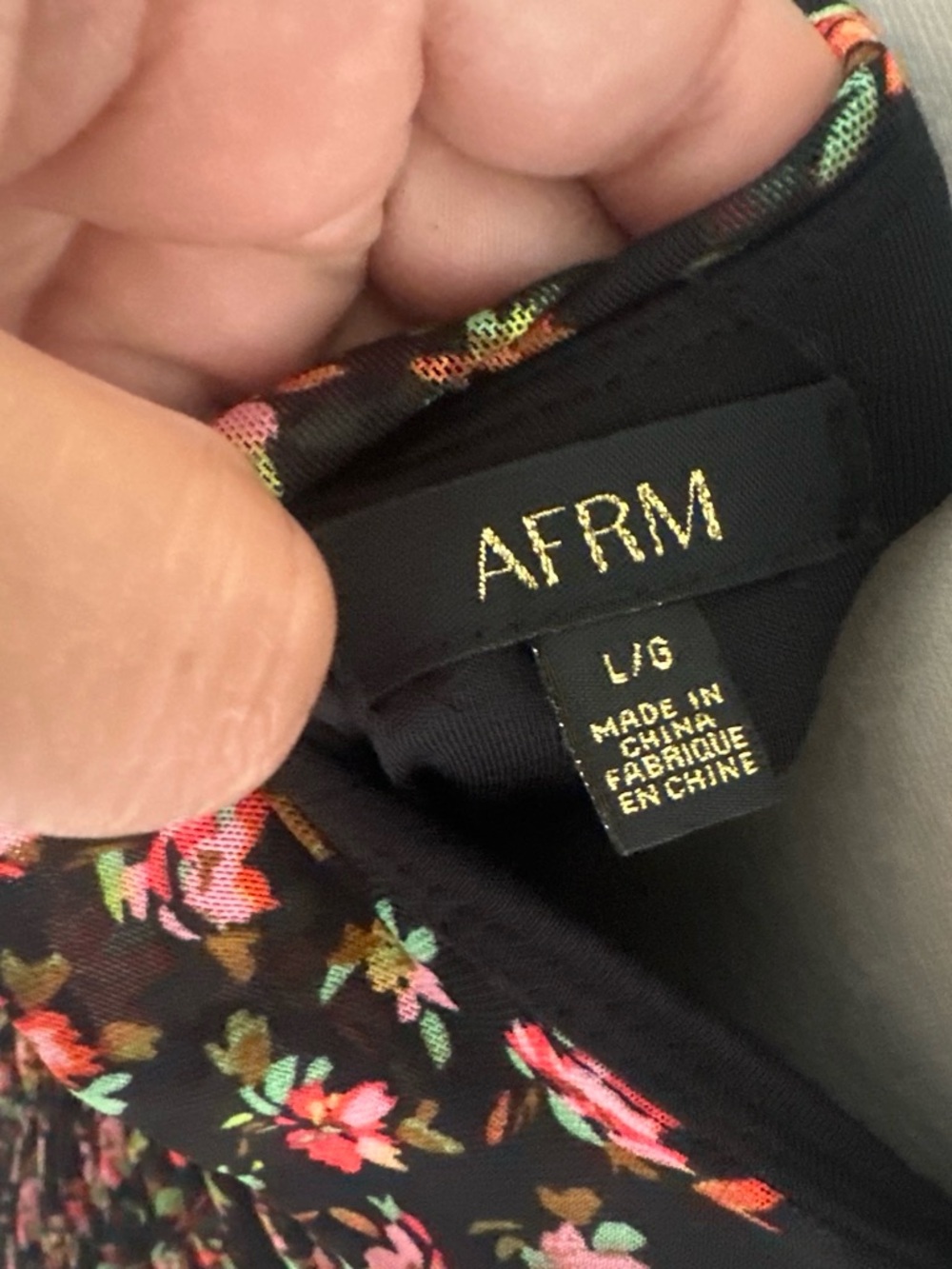 AFRM Black Mini Dress with Pink Floral Print - Picture 5 of 6